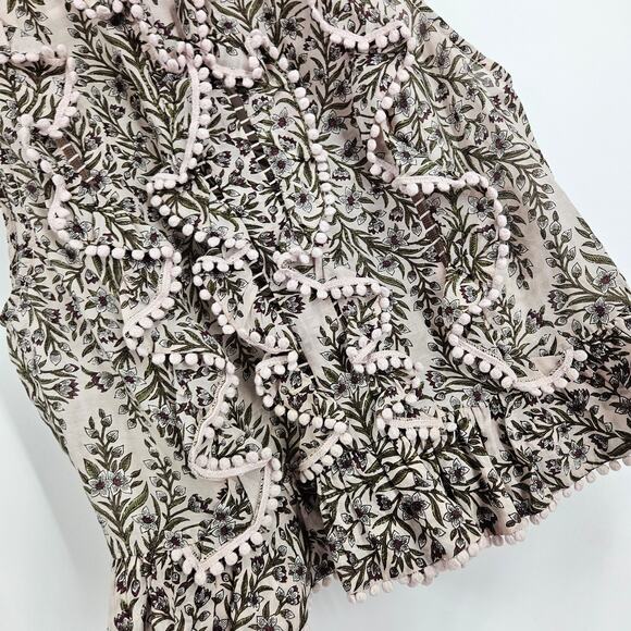 Zimmermann Blouse Top Pink Brown Silk Blend Floral Ruffle Sleeveless Tank Size 0 - Picture 2 of 7